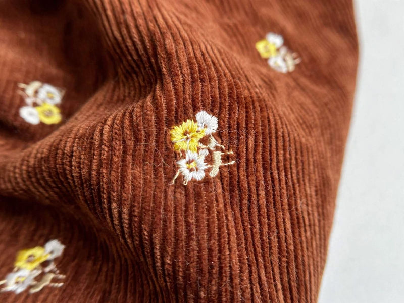 VESTIDO MINI CORALINE - Pana Café Chocolate Floral Bordado