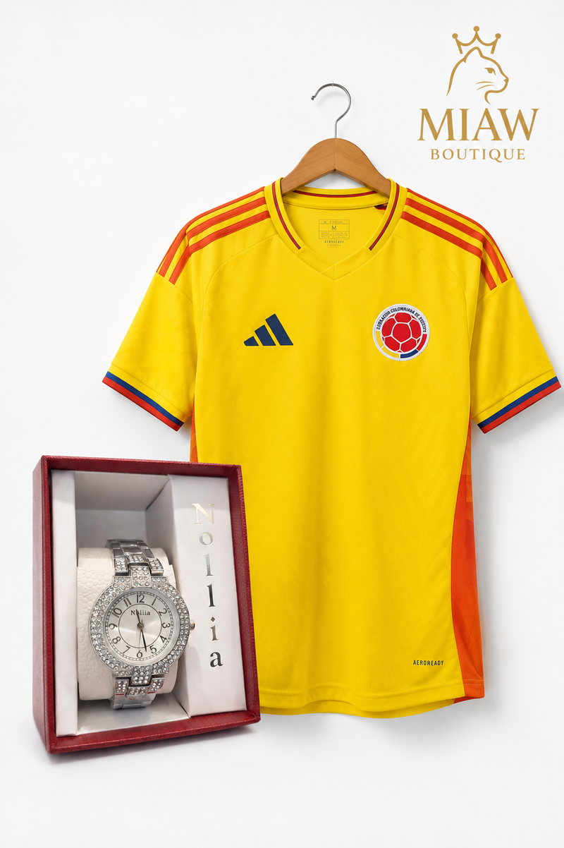 Reloj Noilia Mujer Plateado con Cristales | Elegancia y Brillo Premium + Camiseta Seleccion Colombia Gratis