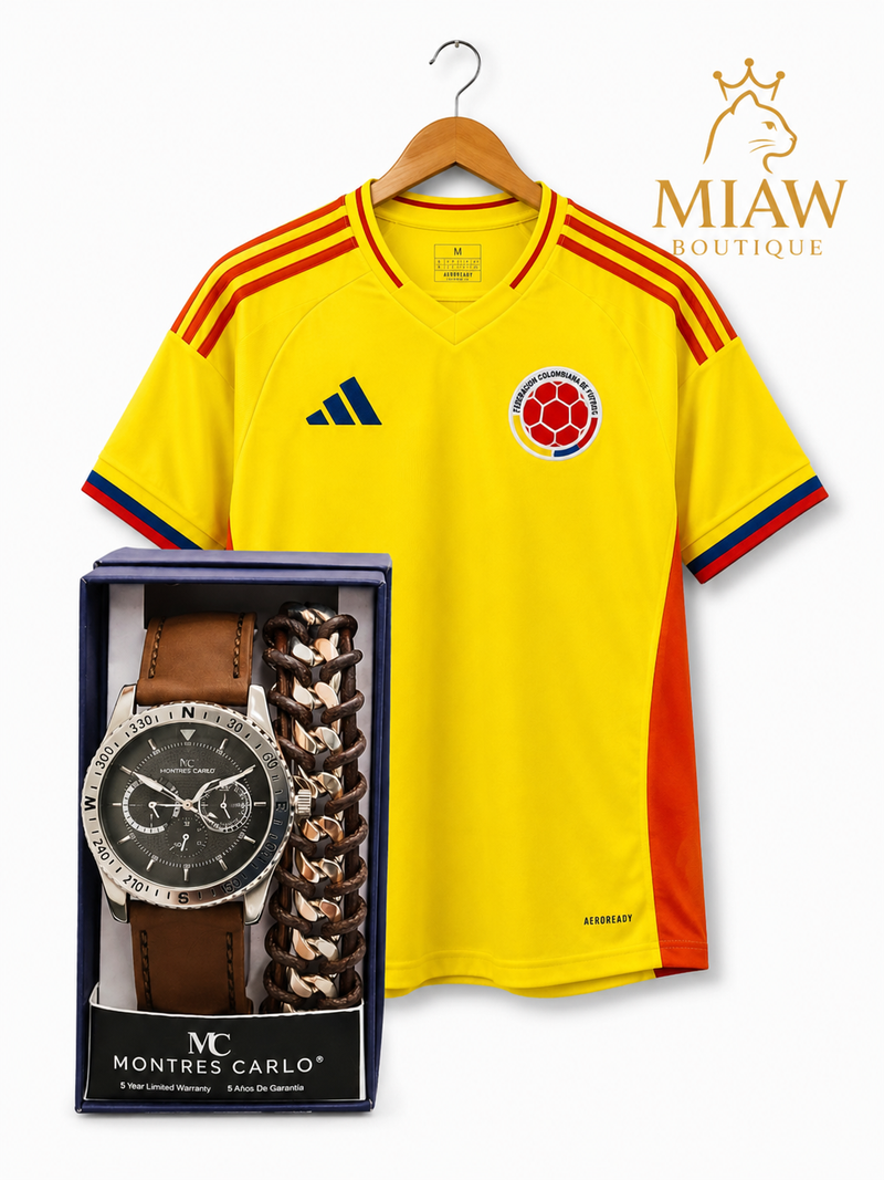 Reloj Montres Carlo Hombre + Camiseta Selección Colombia | Combo Deportivo Regalo