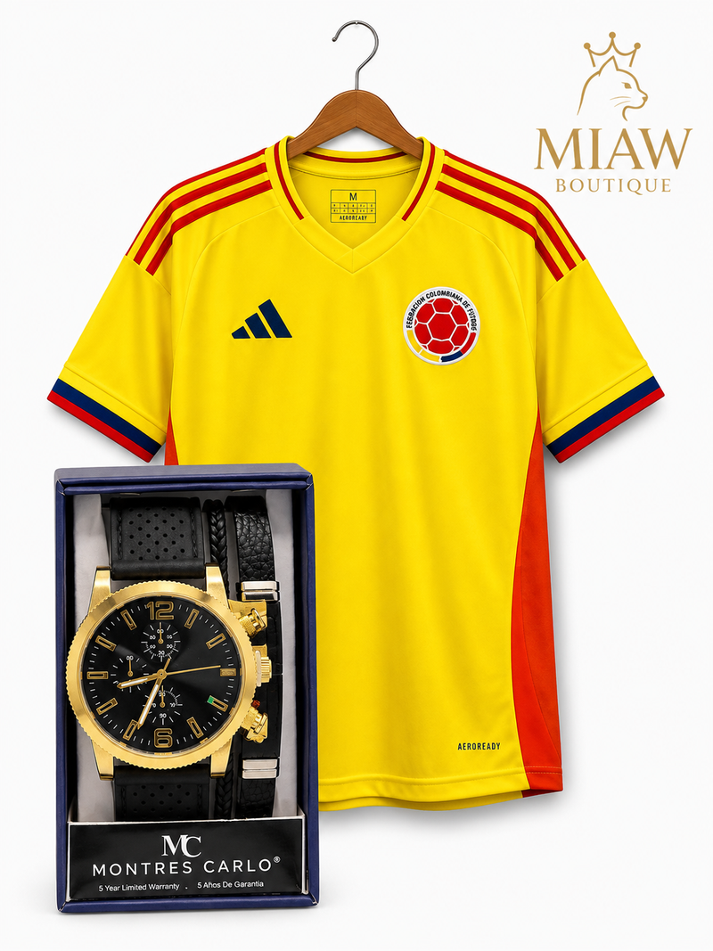 Combo Reloj Montres Carlo Hombre + Camiseta Selección Colombia | Regalo Perfecto