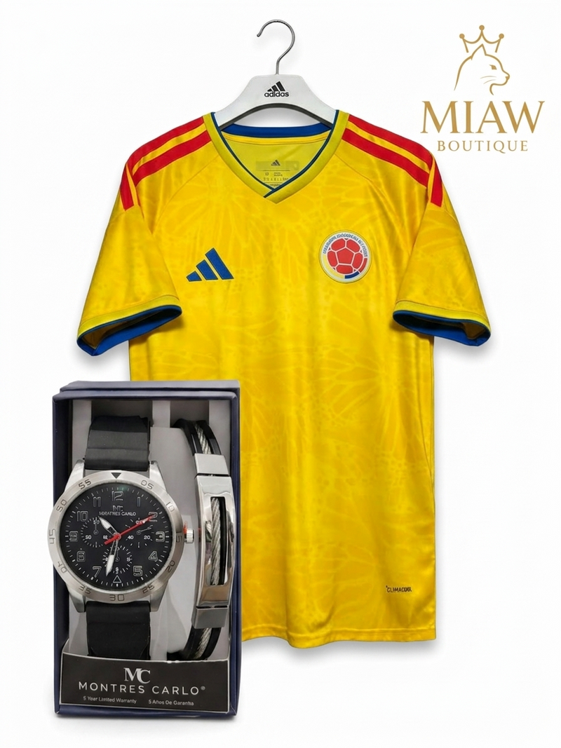 Set de Reloj y Brazalete Montres Carlo- Gratis camiseta Oficial Selección Colombia 2026