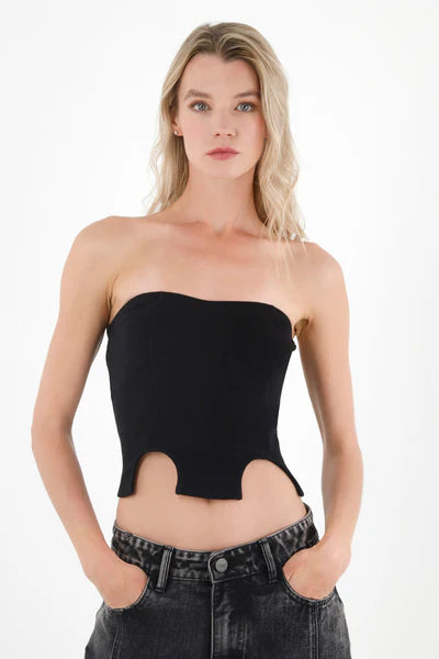 CAMISETA STRAPLESS NEGRA PARA MUJER
