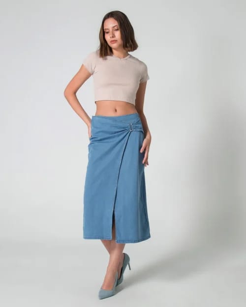 FALDA MIDI BLUE MUJER