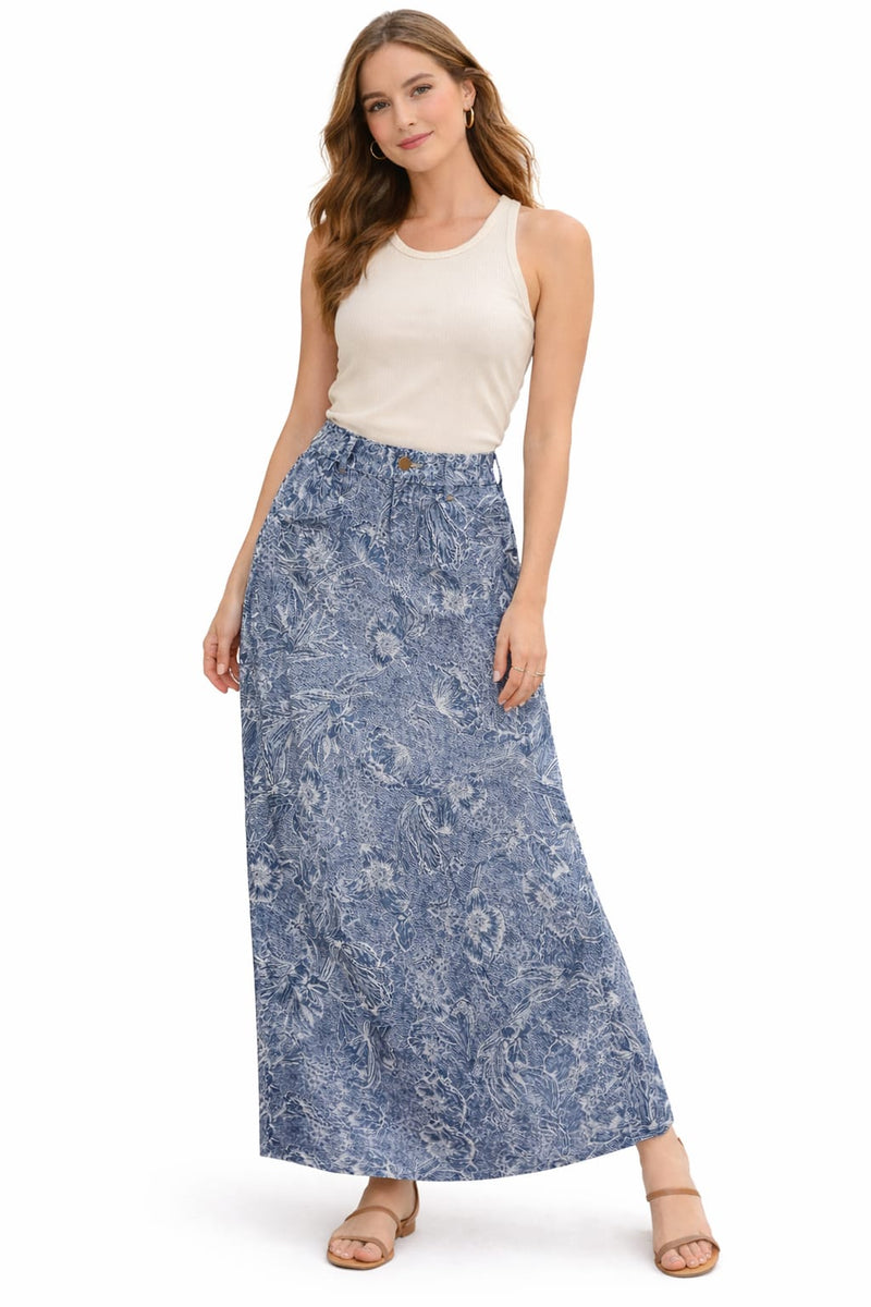 FALDA JEAN ESTAMPADA