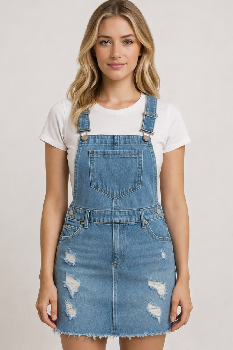 VESTIDO JARDINERA TIPO OVEROL DENIM