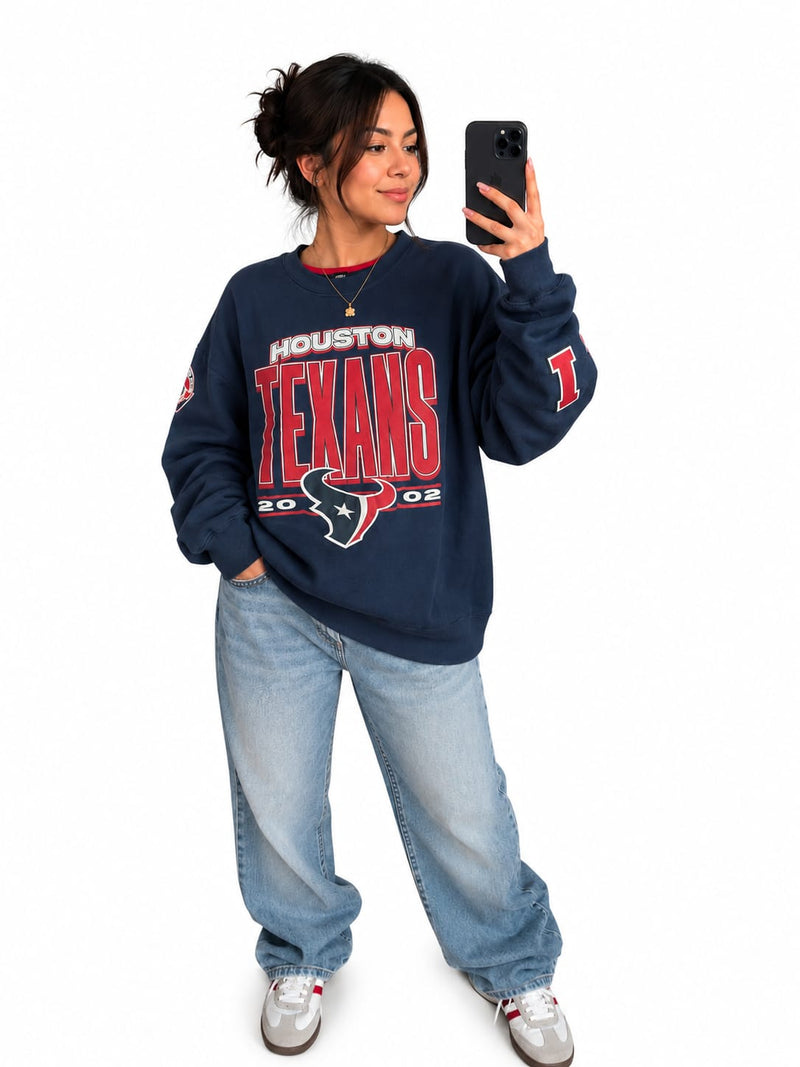 Buzo Houston Texans Azul Marino Unisex | Sweatshirt NFL Cuello Redondo