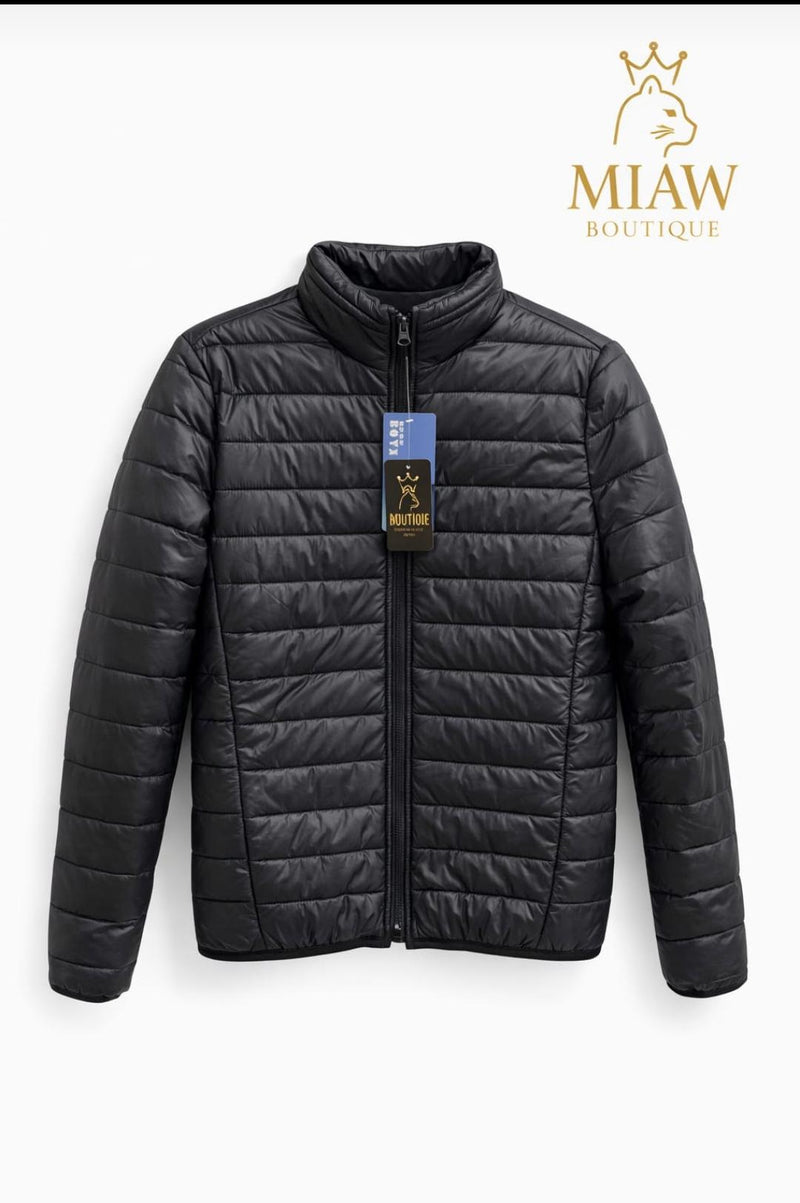 Chaqueta Acolchada Negro Unisex | Puffer Ligera con Cremallera