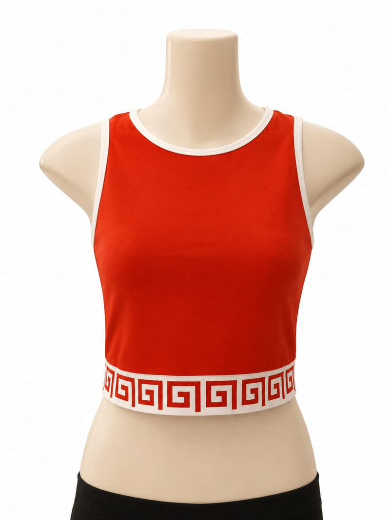 Crop Top Deportivo Mujer Rojo | Top Corto Ajustado con Detalles en Contraste