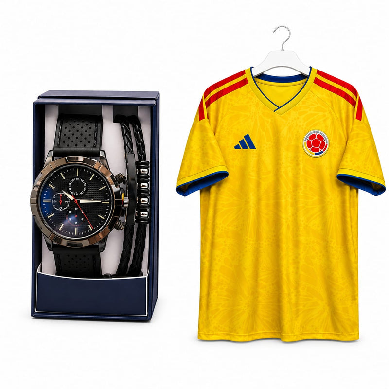 Combo Edición Especial: Set de Reloj Cronógrafo Montres Carlo® + Camiseta Selección Colombia DE REGALO