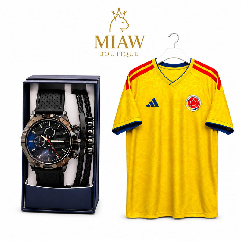 Combo Élite Deportivo: Reloj Cronógrafo Montres Carlo® + Camiseta Selección Colombia (Edición Especial de Regalo)