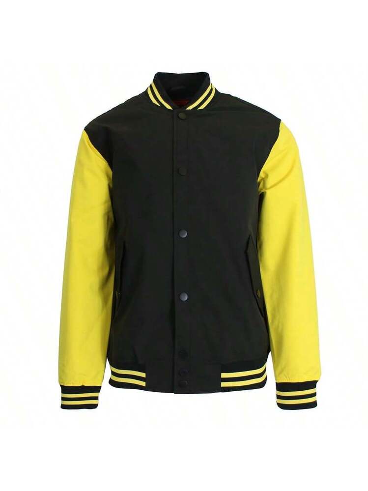 Chaqueta Universitaria Varsity Negra para Hombre – Estilo Baseball Casual