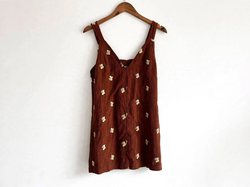 VESTIDO MINI CORALINE - Pana Café Chocolate Floral Bordado