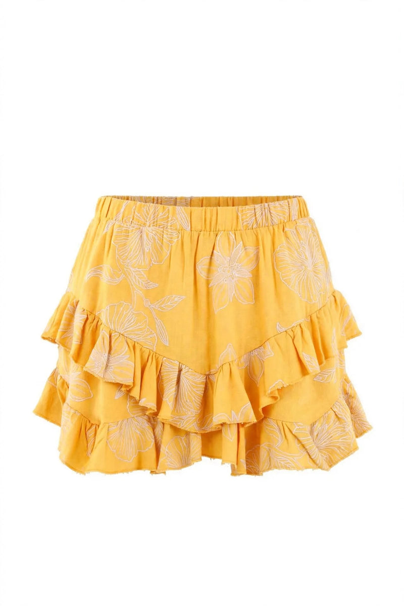 Falda Tenis Mara Amarilla Floral Volantes